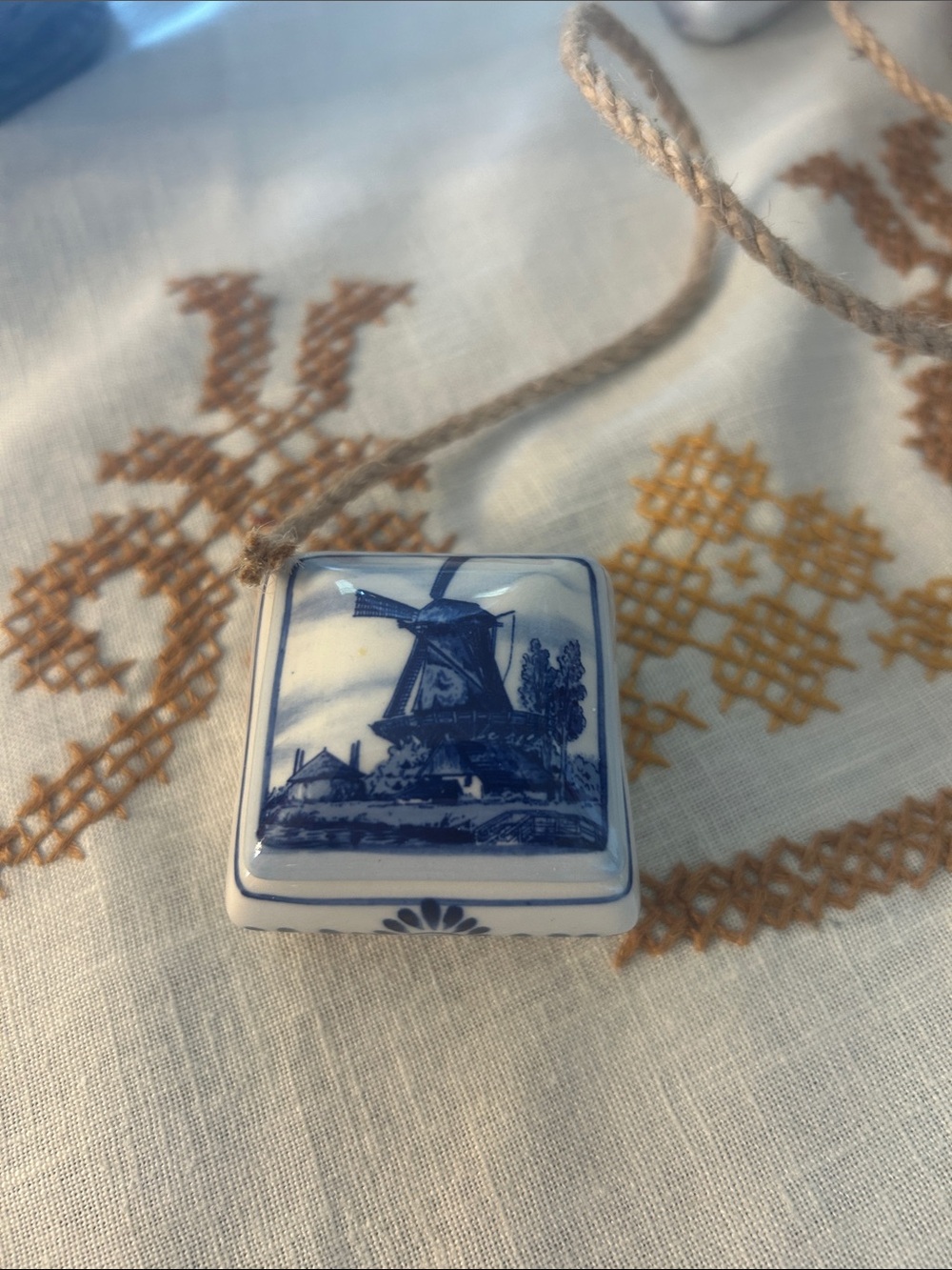 Blue and White Delft Ceramic Hanging Ornament
